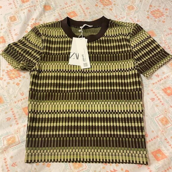 ZARA JACQUARD T-SHIRT Size M - Picture 10 of 11